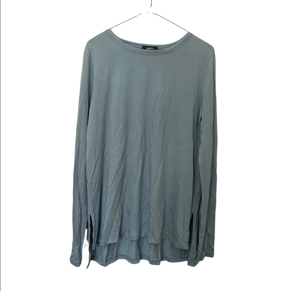 Theory GrayLong Sleeve Stretch Top Cotton